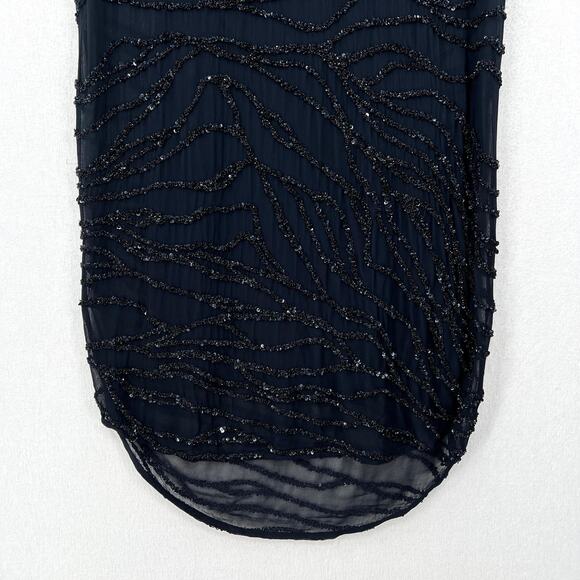 ALLSAINTS Ales Dress Womens US 2 Black Short Sleeve Sequin Embellished Shift - Picture 8 of 16